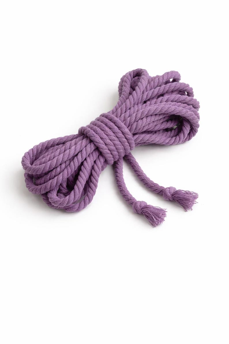Shibari Cotton Bondage Rope 26ft 6mm, Soft Natural Rope for Beginners Purple