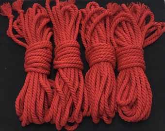 Cotton Shibari Rope Set 26,25ft - 0,24" 4 pcs Bondage Soft Rope - Handmade