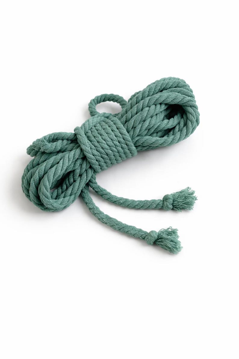 Shibari Cotton Bondage Rope 26ft 6mm, Soft Natural Rope for Beginners Turquoise