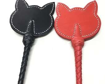 Leather Riding crops Cat - slap  75 cm handmade