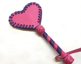 Leather Paddle Heart Design 10,6" Leather Gear - Handmade