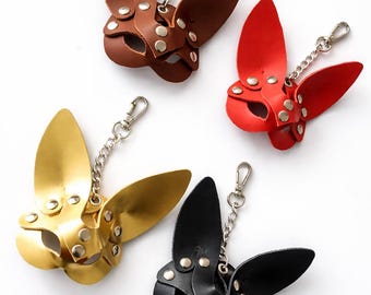 Leather Rabbit Keychain, Accessory for Bag Charm - Handmade