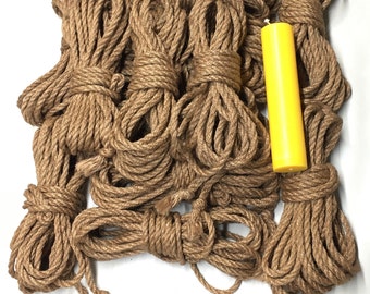Shibari Jute Rope Set 12 pc 26,25ft - 0,24" Natural Rope - Handmade