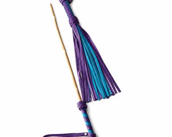 Leather Flogger 30 Tails, Bamboo Cane 29.5"- Spanking Kit