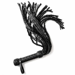 Double Tail Leather Flogger Set, Handmade Genuine Leather Whip Kit (25” + 19.7”) Big Flogger 27.6