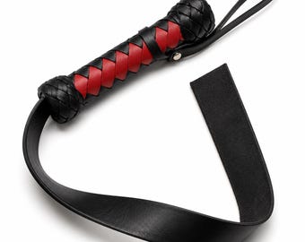 Leather Flogger with Wrapped Handle, Handmade 26" Impact Belt