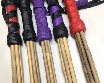 Spankings Cane bamboo wrapped  real leather handle handmade 17.7 in