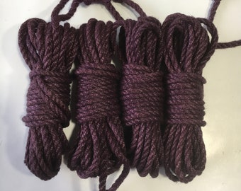 Shibari Jute ropes 4 pcs colour Dark lilac handmade