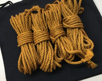 Shibari Jute ropes 4 pcs colour Gold handmade
