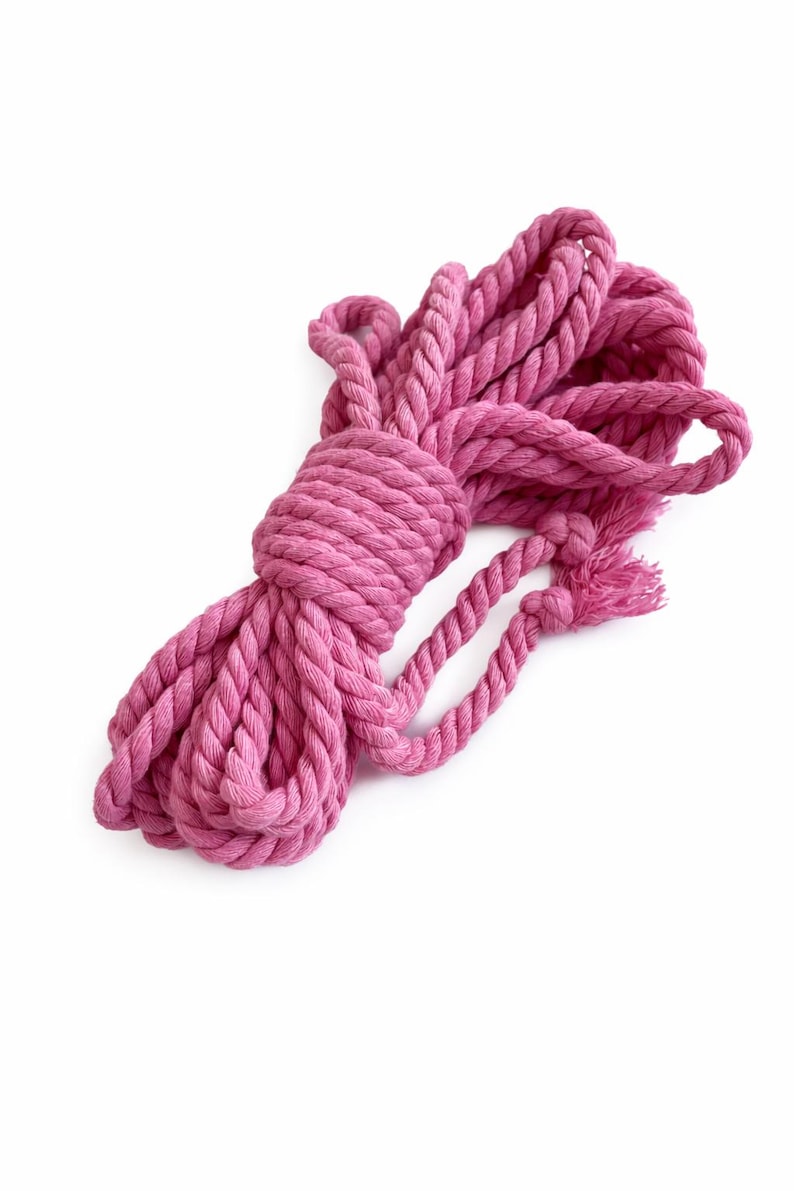 Shibari Cotton Bondage Rope 26ft 6mm, Soft Natural Rope for Beginners Pink