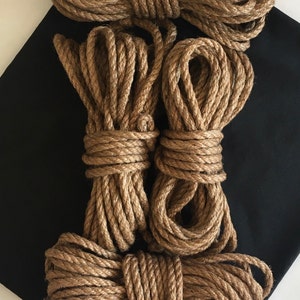 Jeu de 4 cordes de jute Shibari 26,25' 0,24 étui en tissu pour les yeux bandés image 1