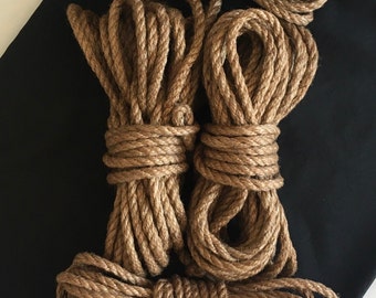 Jeu de 4 cordes de jute Shibari 26,25' 0,24" étui en tissu pour les yeux bandés