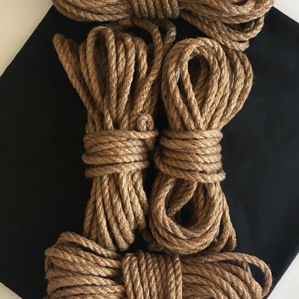 Shibari jute rope set 4 pcs 26.25’ 0.24” blindfold fabric case