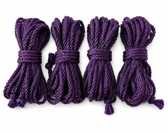 Shibari 26ft (8m) - 0,24in (6mm) Jute Rope 4 pc Color Lavander - Handmade