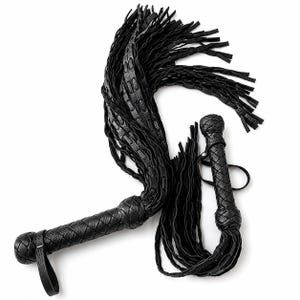 Double Tail Leather Flogger Set, Handmade Genuine Leather Whip Kit (25” + 19.7”) image 2