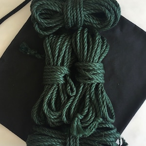 Shibari Jute Rope Set 4 pcs 26.25 0.24 Blindfold Fabric Case, Handmade グリーン