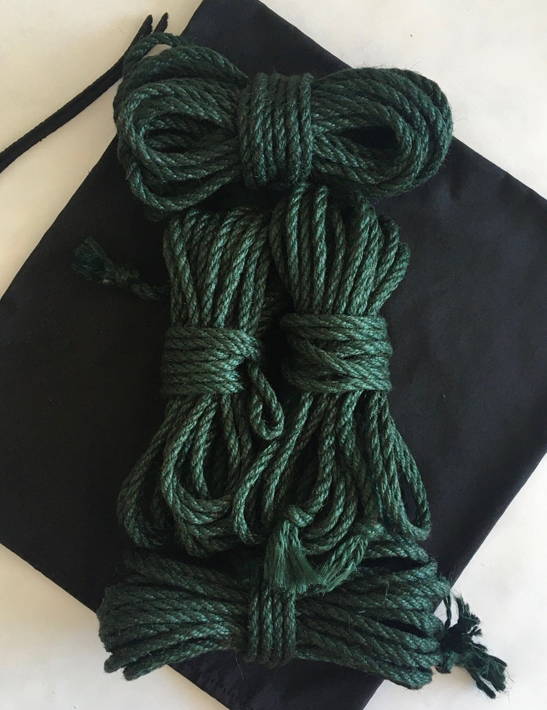 Jeu de 4 cordes de jute Shibari 26,25' 0,24 étui en tissu pour les yeux bandés image 2