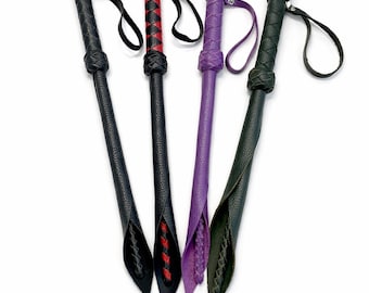 Látigo Flogger Dragon de 42 cm para azotar, de cuero genuino, hecho a mano.