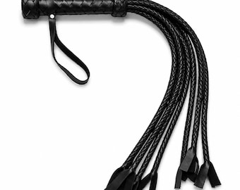 Leather Flogger, Stingy Cat O Nine 19.7" - Handmade Impact Toy