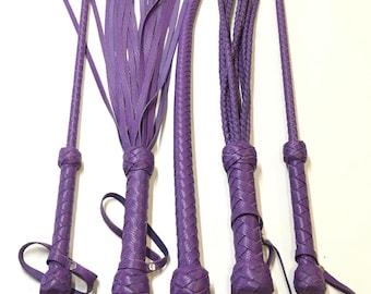 Leather Spanking Whip Set Cat O Nine Whip and Flogger Riding Crop Genuine Leather - Handmade