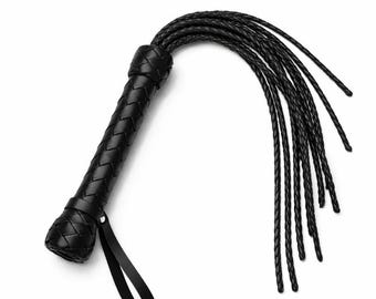 Leather Flogger Cat 9 Tail Braided
