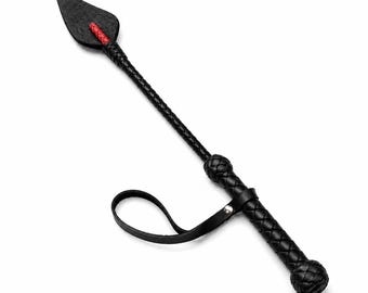 Látigo de cuero para montar a caballo, 57 cm (22,4 pulgadas) - Hecho a mano