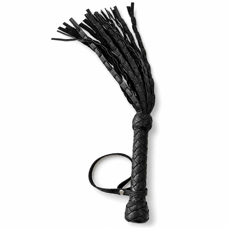 Double Tail Leather Flogger Set, Handmade Genuine Leather Whip Kit (25” + 19.7”) Small Flogger 19.7