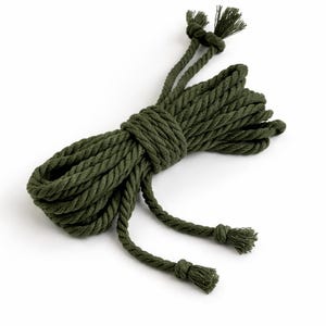 Shibari Cotton Bondage Rope 26ft 6mm, Soft Natural Rope for Beginners Dark Green