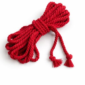 Shibari Cotton Bondage Rope 26ft 6mm, Soft Natural Rope for Beginners Red