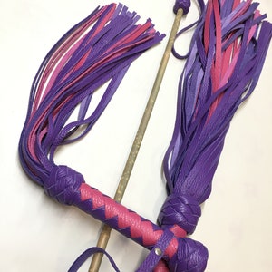 Flogger Set Genuine Leather Flogger 50 Tail Small Flogger 30 Tail Cane Bamboo Spanking 29&quot; - Handmade