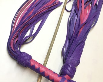 Handmade Leather Flogger Set – 50 Tail Flogger, Bamboo Cane