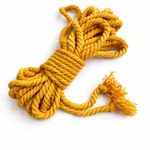 Shibari Cotton Bondage Rope 26ft 6mm, Soft Natural Rope for Beginners Yellow