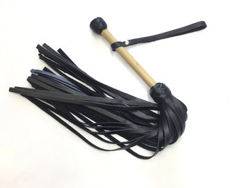 Leather Flogger 30 Tail with Bamboo Handle