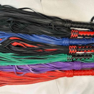 Leather Flogger Set 50 Tail Spanking Whip 30 Tail Tool - Handmade