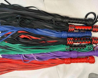 Leather Flogger Set 50 Tail Spanking Whip 30 Tail Tool - Handmade