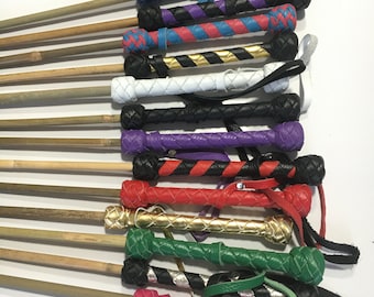 Spanking Bamboo Cane Leather Wrapped Handle 29&quot; - Handmade