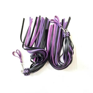 Leather Finger Flogger 30 Long Tail Spanking Swivel Whip - Handmade