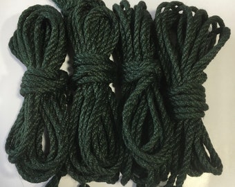 Shibari Jute 26ft (8m) - 0,24in (6mm) Ropes 4 pc Emerald Colour - Handmade