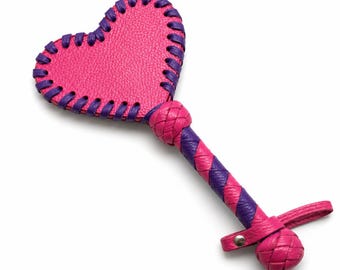 Leather Heart Paddle 10.6", Impact Play - Handmade