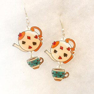 Tea Time Dangle Earrings - Vintage Tea, Tea Lover Jewelry ,Accessories for Tea, Charming Teacup Dangles, Unique Gift for Tea Lover
