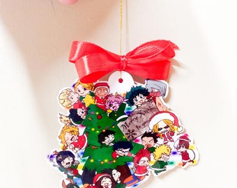 My hero academia Christmas decorations, otaku gift for him, anime Xmas decor, UA Xmas tree decorations, boku no hero accessories for Xmas
