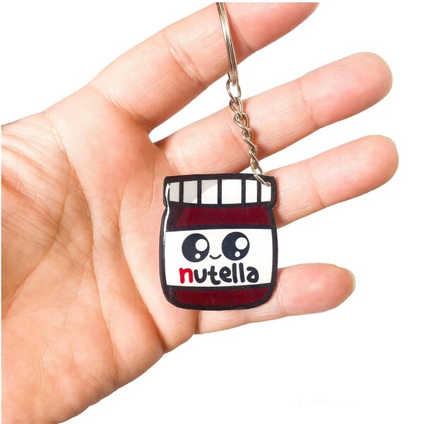 Porte-clés Nutella - Pot de chocolat miniature, breloque pour les amateurs de Nutella, cadeau pour elle