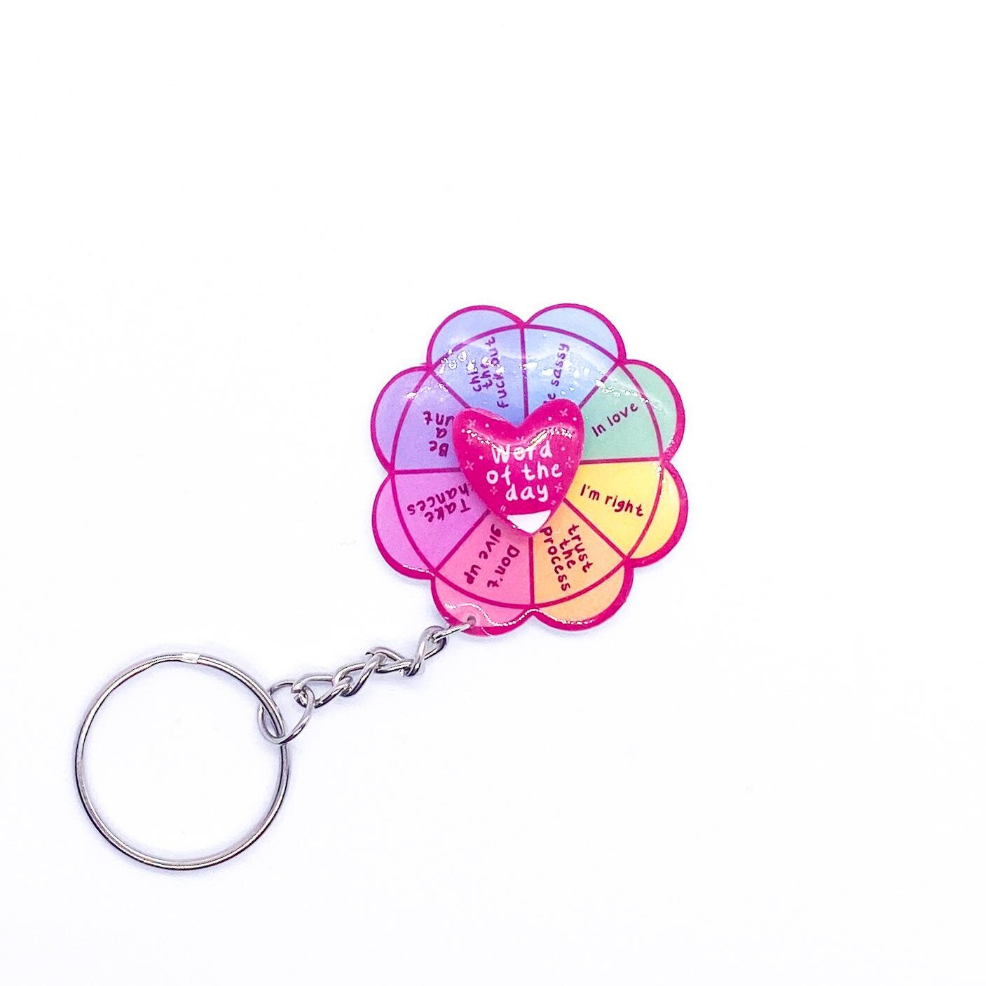 Spinner Keychain Word of the Day, Funny Gift for Friend, Spin Keychain