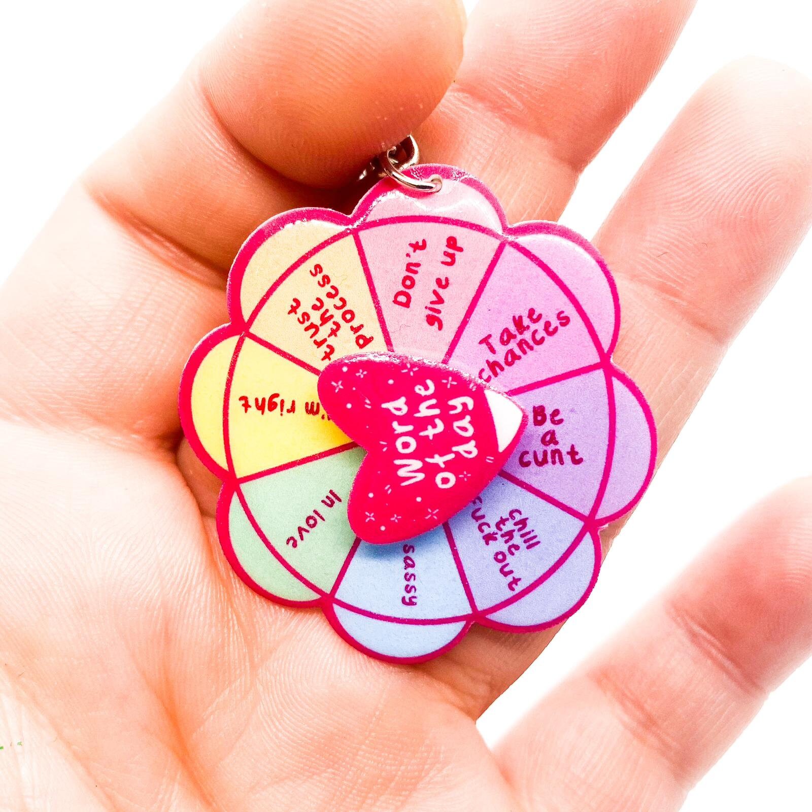 Spinner Keychain Word of the Day, Funny Gift for Friend, Spin Keychain