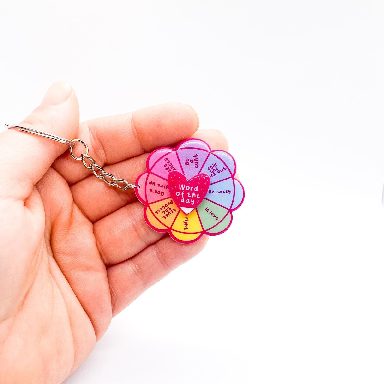 Spinner Keychain Word of the Day, Funny Gift for Friend, Spin Keychain