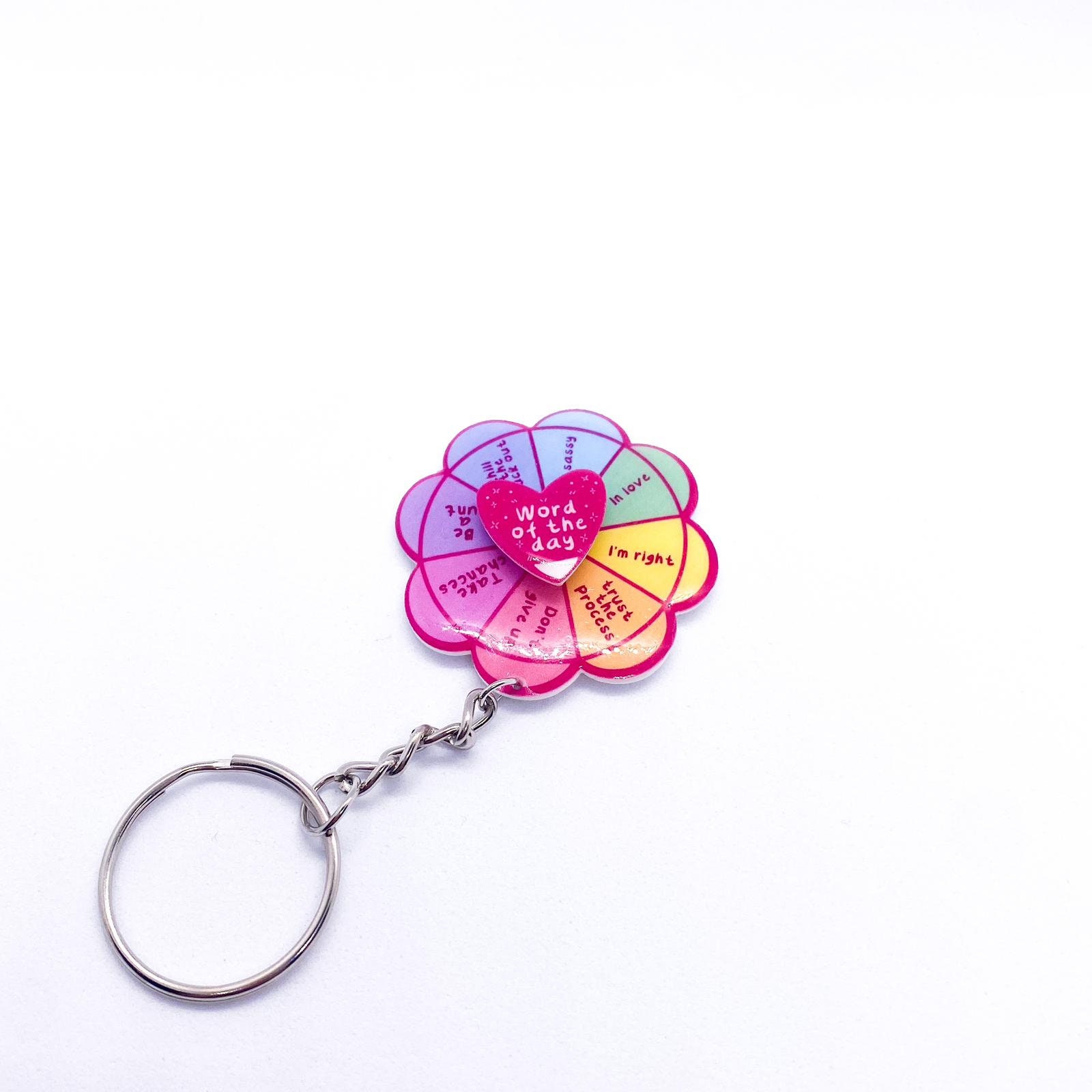 Spinner Keychain Word of the Day, Funny Gift for Friend, Spin Keychain