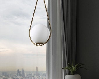 Design Nordic Glass Ball Pendant Lights Vintage Gold Circle Modern Led Pendant Lamp For Living room Home Loft Industrial choose your style