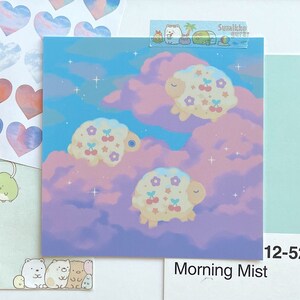 曇り空の羊のアートプリント / かわいい部屋の壁飾り / 正方形のポストカード