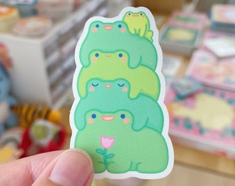 Frog Stack Vinyl Matte Sticker / Waterproof Stickers / Laptop Decal