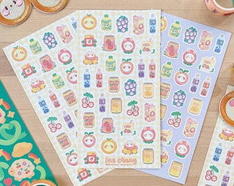 Planner Journaling Deco Sticker Sheet - Cute Drink and Snack Stickers